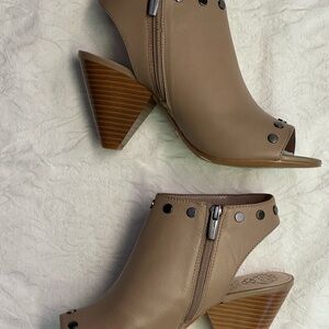 Vince Camuto Taupe Peep-Toe Heeled Boots